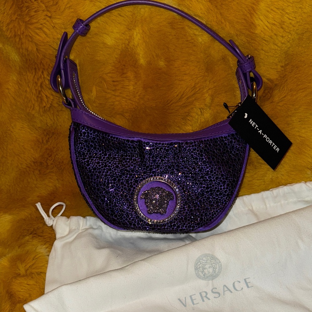 Versace Shimmering Purple crystal Medusa Shoulder Bag new with tags ✨